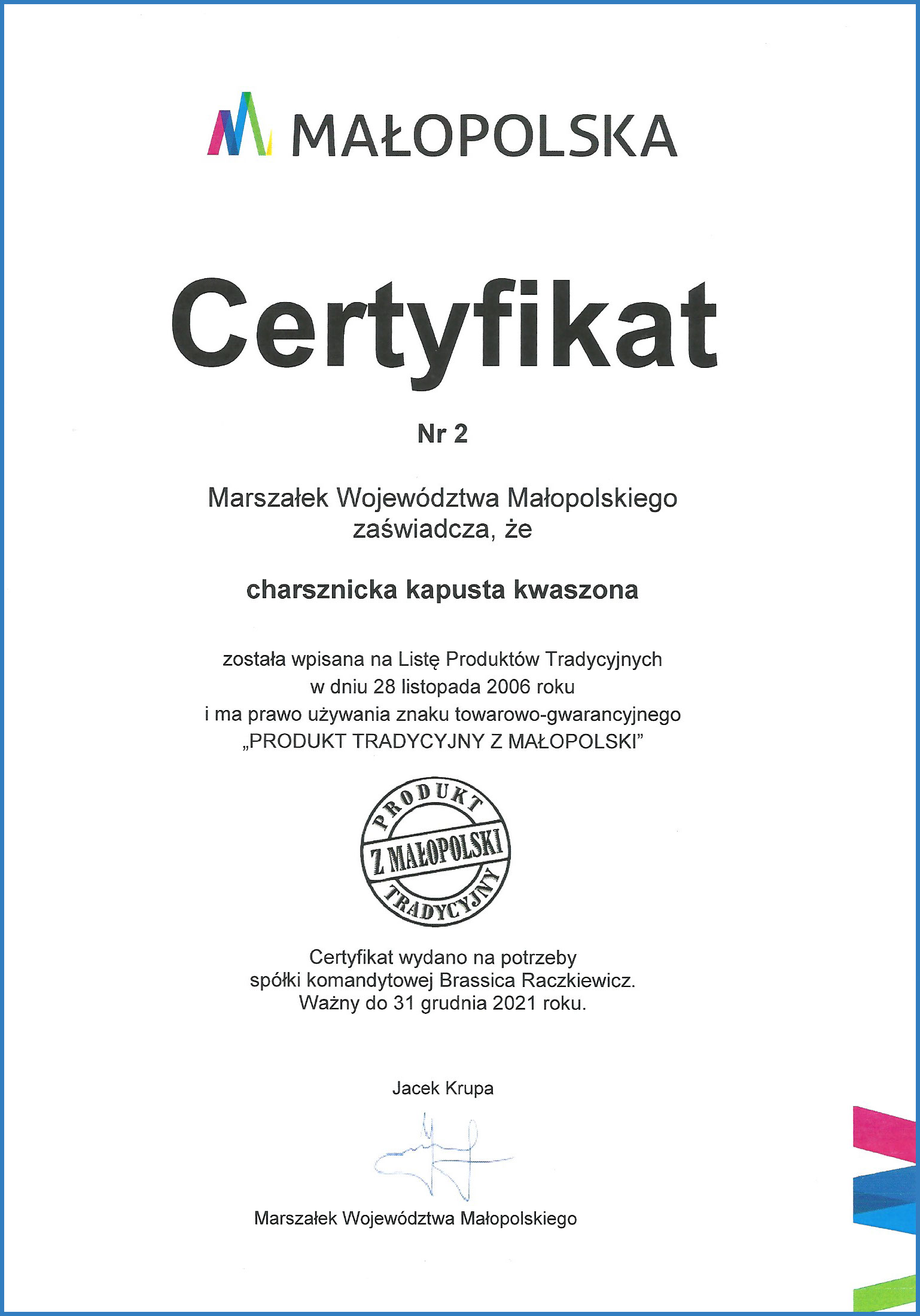 certyfikat PTM dla spk 1